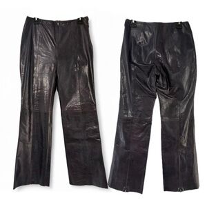 Elements by Vakko Deep Purple Genuine Leather Pant, Size 28"